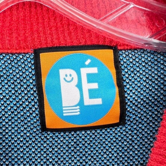 Bebebebe Kids L Tiger Sweater Cardigan Button Front Cotton Blue Orange - Picture 4 of 7